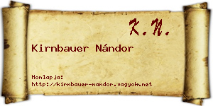 Kirnbauer Nándor névjegykártya